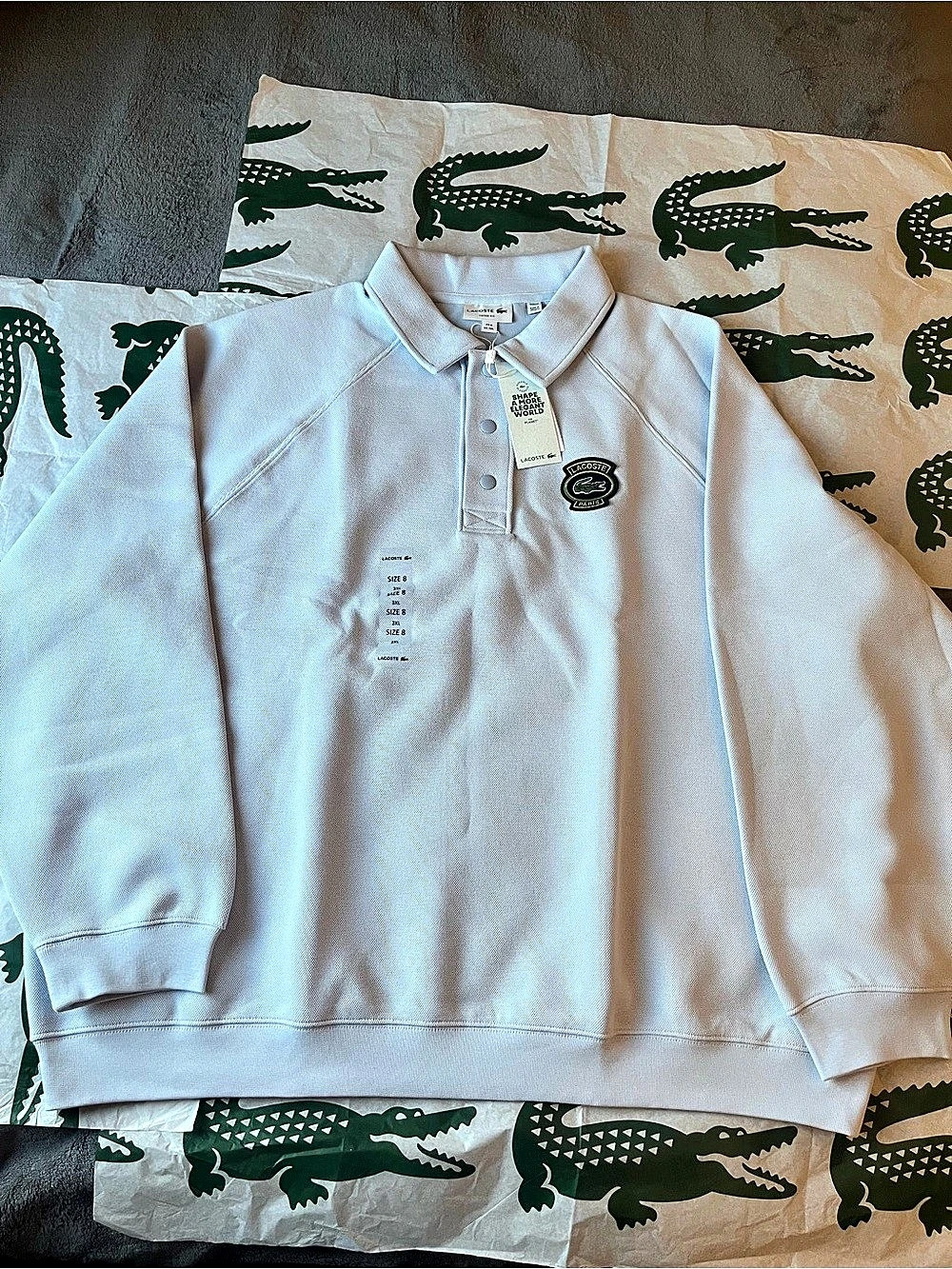 Lacoste Paris Long Sleeve Polo White 3XL NWT